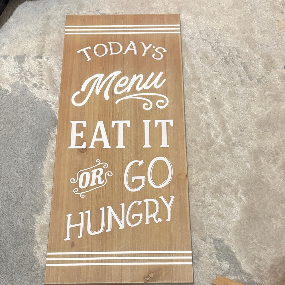 Wooden Wall Sign with White Text